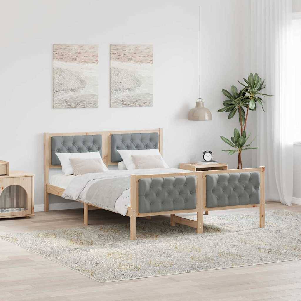 vidaXL Bettrahmen Hellgrau 150 x 200 cm Massives Kiefernholz