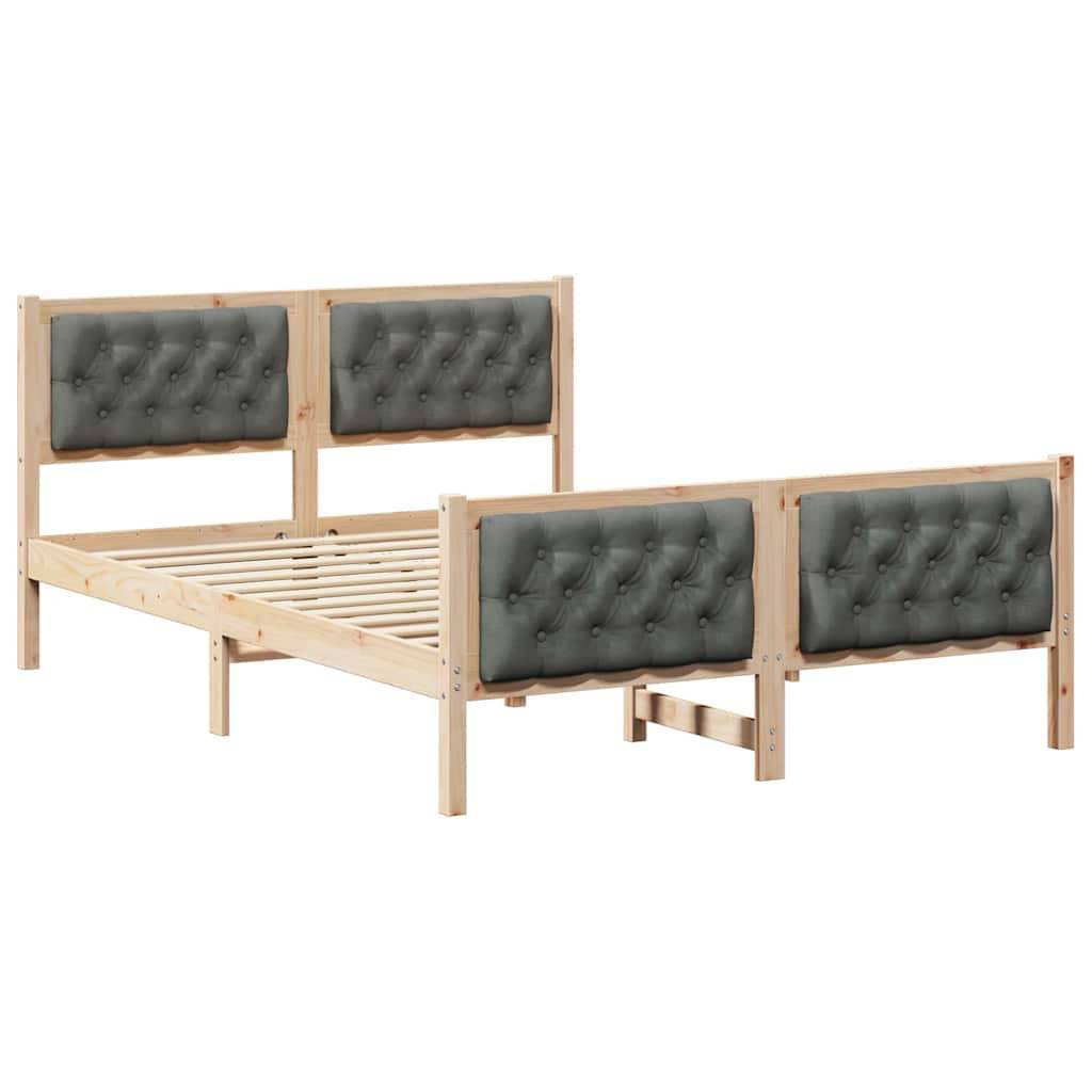vidaXL Bettrahmen Dunkelgrau 140 x 200 cm Massives Kiefernholz