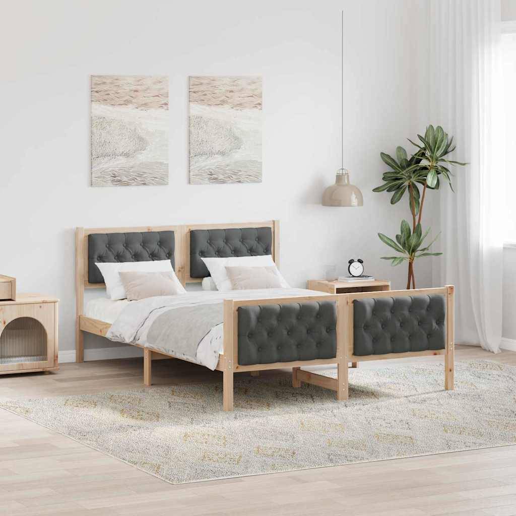 vidaXL Bettrahmen Dunkelgrau 140 x 200 cm Massives Kiefernholz