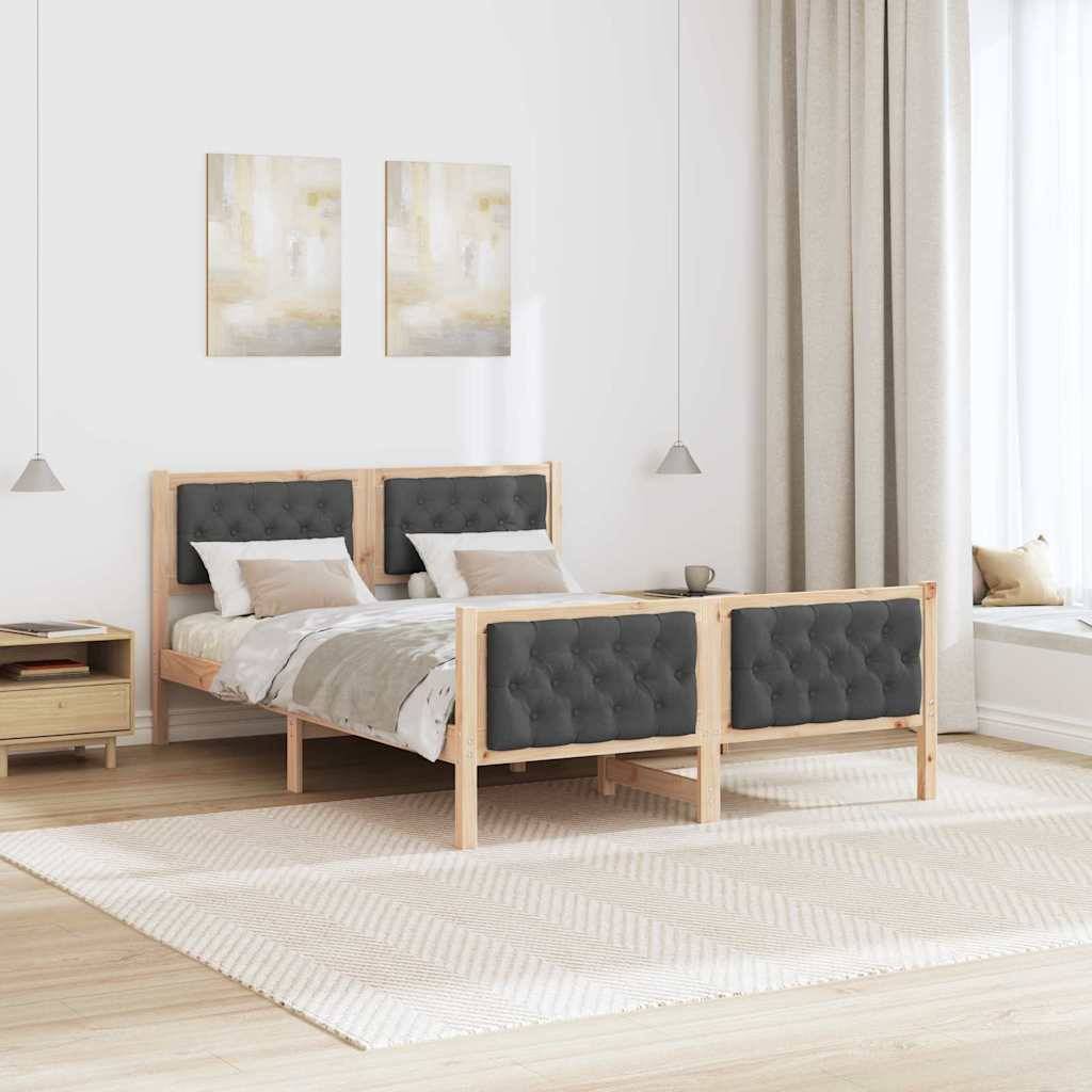 vidaXL Bettrahmen Dunkelgrau 140 x 200 cm Massives Kiefernholz