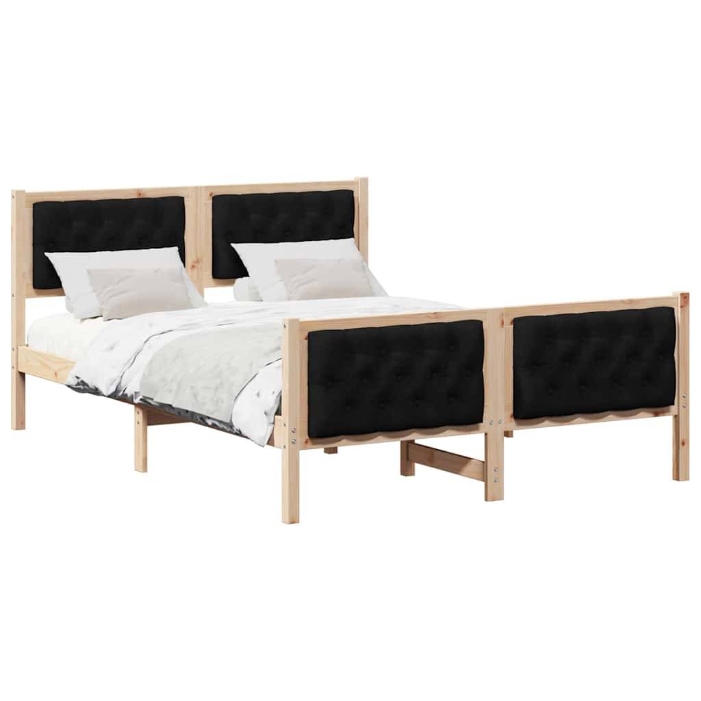 vidaXL Bettrahmen Schwarz 140 x 190 cm Massives Kiefernholz