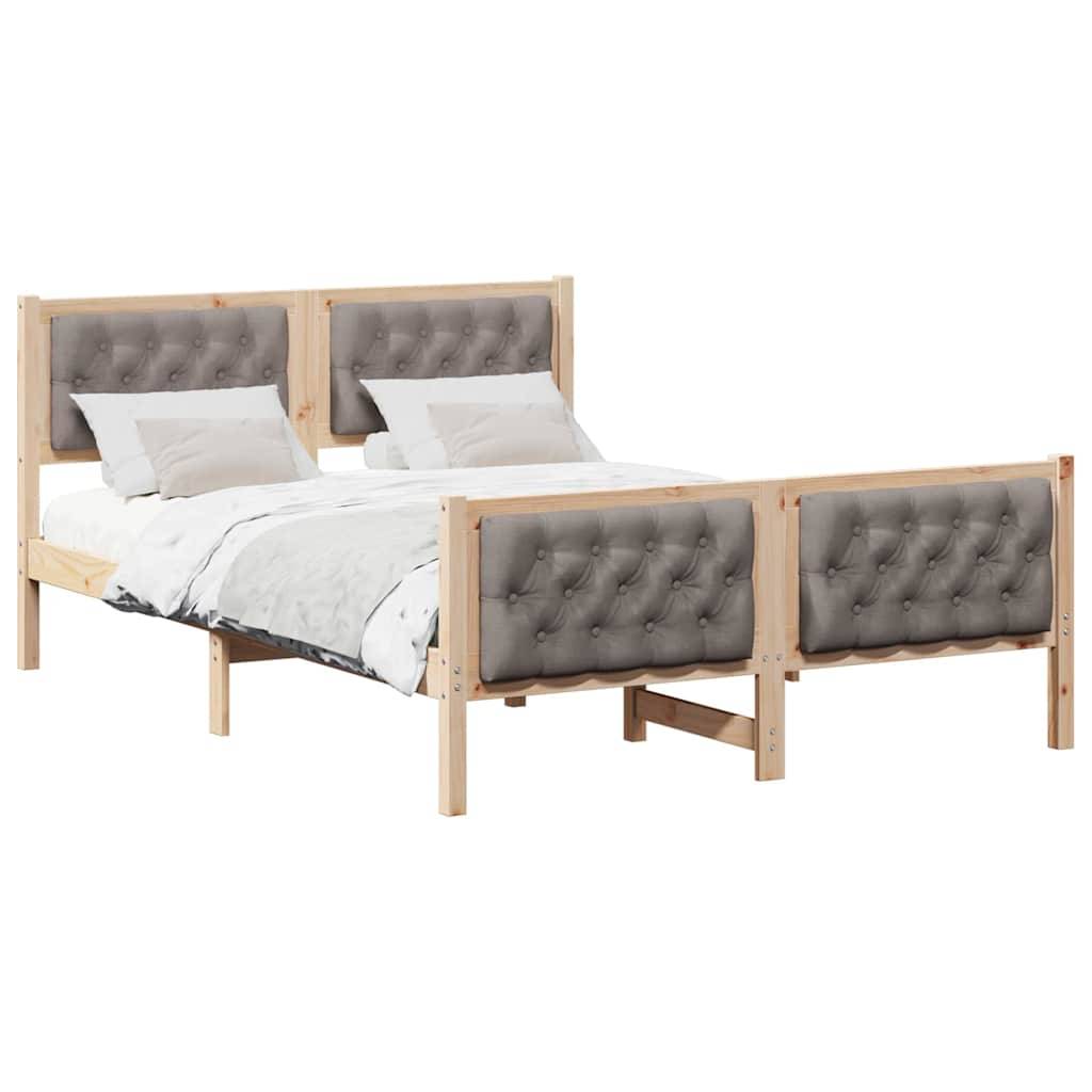 vidaXL Bettrahmen mit Kopfteil Taupe 150 x 200 cm Massives Kiefernholz