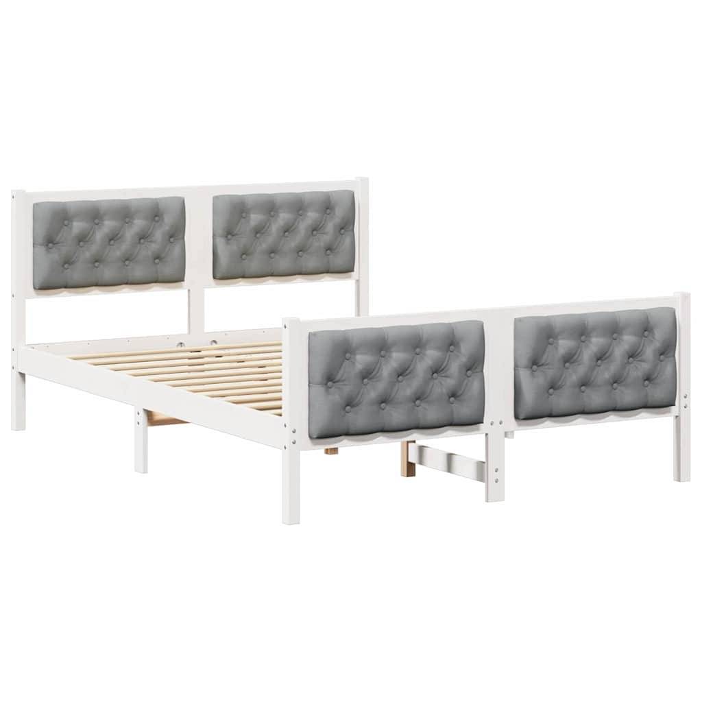 vidaXL Bettrahmen Hellgrau 140 x 200 cm Massives Kiefernholz