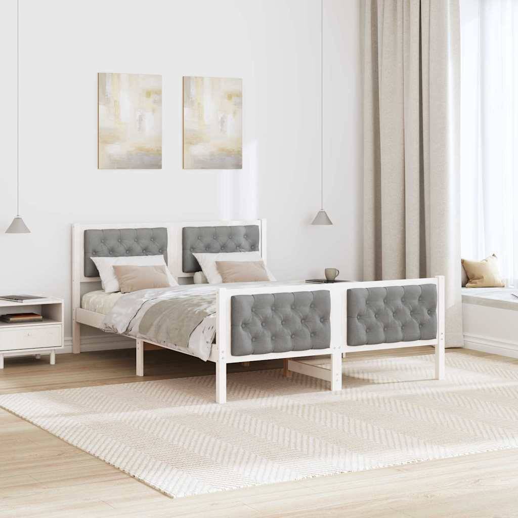 vidaXL Bettrahmen Hellgrau 140 x 200 cm Massives Kiefernholz