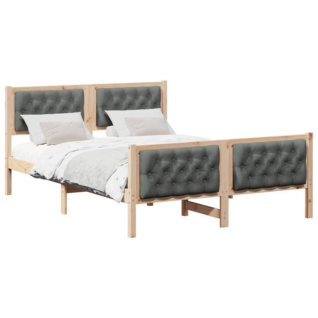 vidaXL Bettrahmen Dunkelgrau 140 x 200 cm Massives Kiefernholz