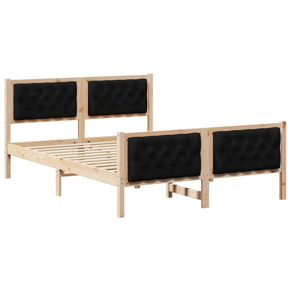 vidaXL Bettrahmen Schwarz 140 x 190 cm Massives Kiefernholz