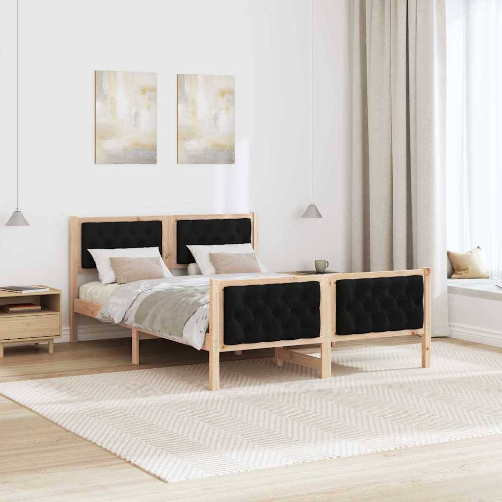 vidaXL Bettrahmen Schwarz 140 x 190 cm Massives Kiefernholz
