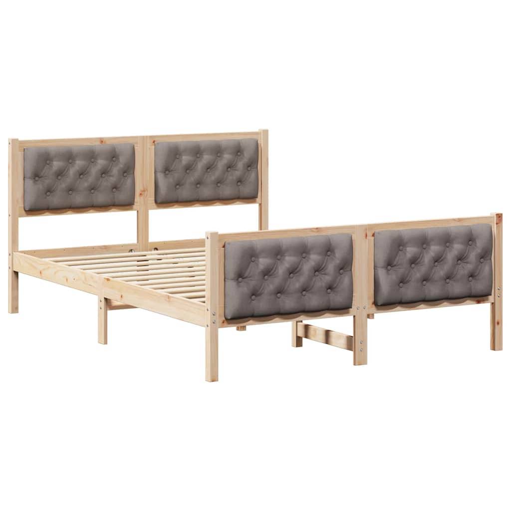 vidaXL Bettrahmen mit Kopfteil Taupe 140 x 200 cm Massives Kiefernholz