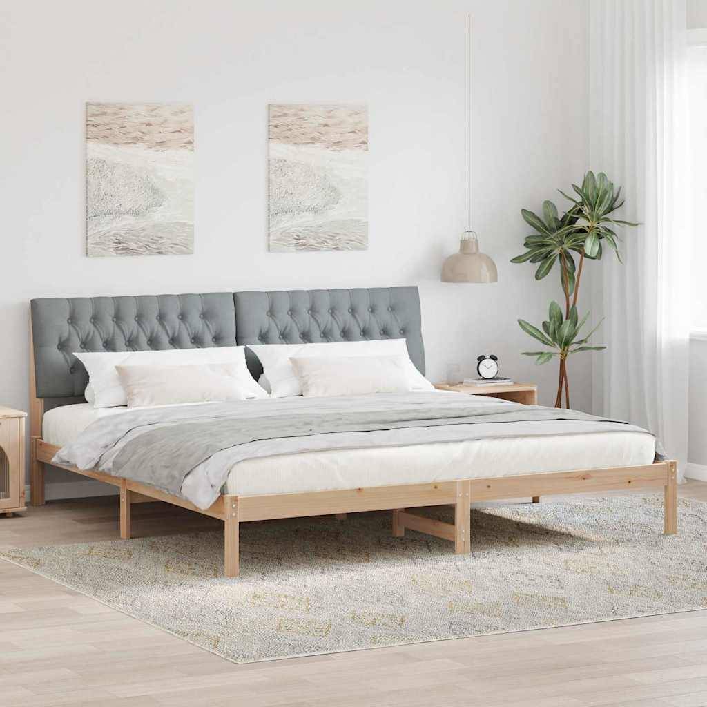 vidaXL Bettgestell mit gepolstertem Kopfteil Braun 200 x 200 cm