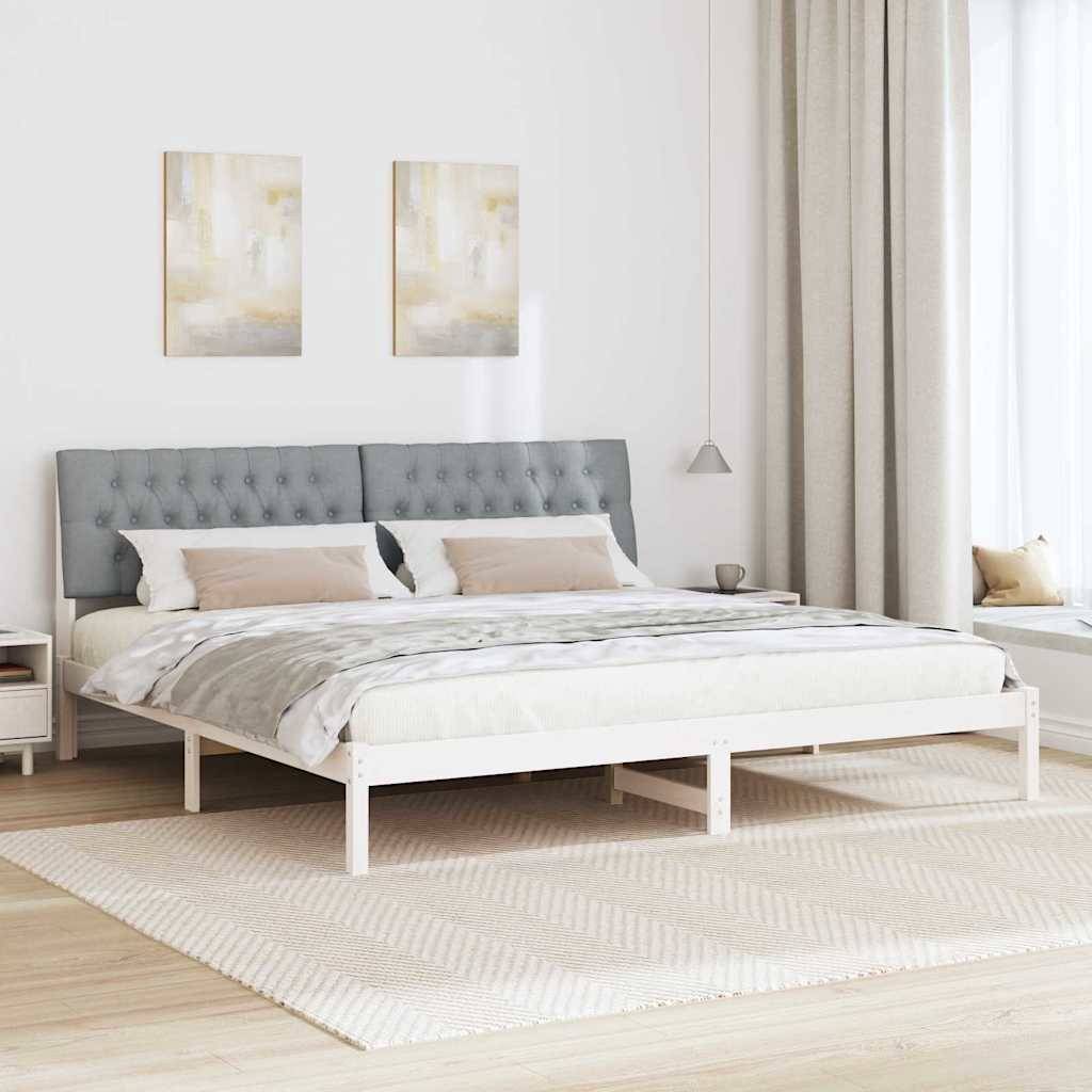 vidaXL Bettgestell mit gepolstertem Kopfteil Weiß 200 x 200 cm