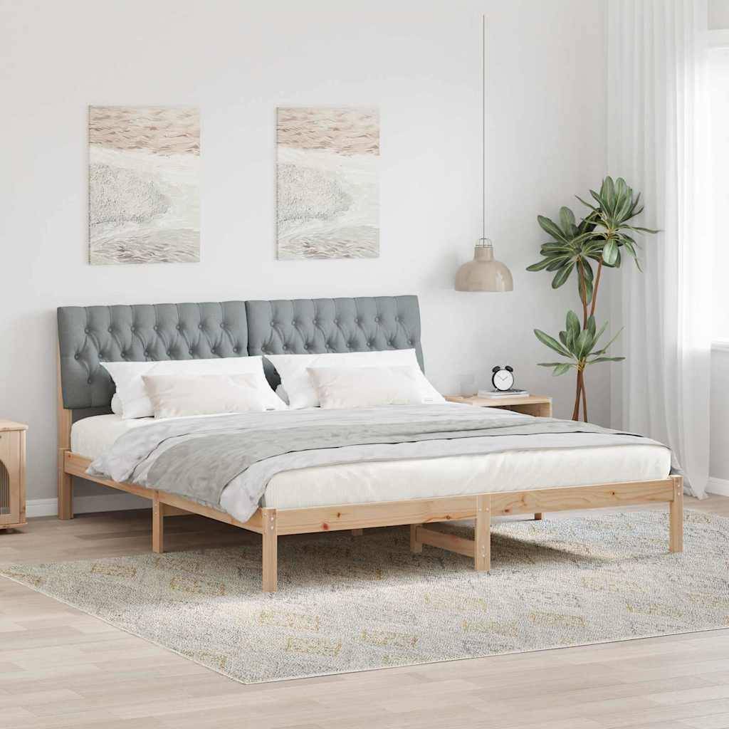 vidaXL Bettgestell mit gepolstertem Kopfteil Braun 180 x 200 cm