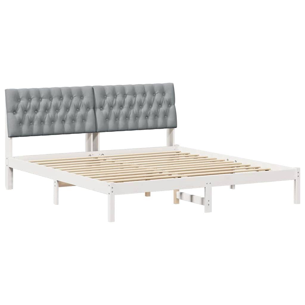 vidaXL Bettgestell mit gepolstertem Kopfteil Weiß 180 x 200 cm