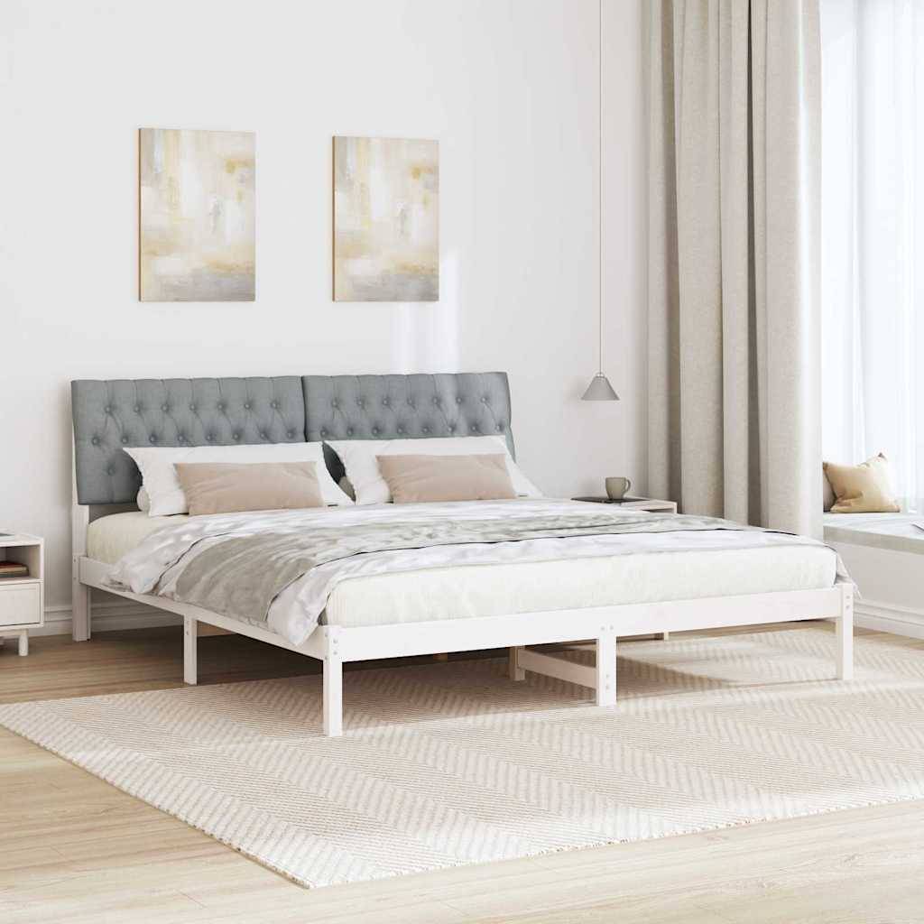 vidaXL Bettgestell mit gepolstertem Kopfteil Weiß 180 x 200 cm