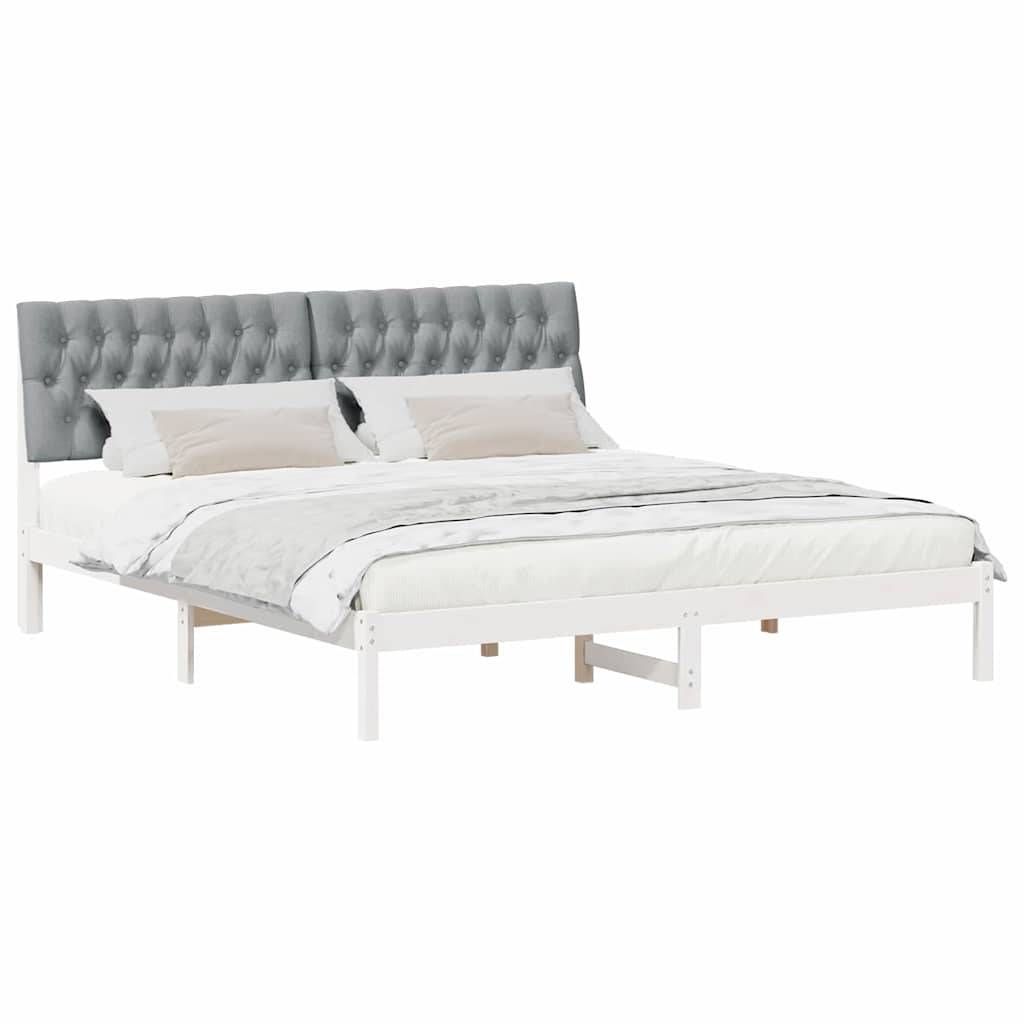 vidaXL Bettgestell mit gepolstertem Kopfteil Weiß 180 x 200 cm