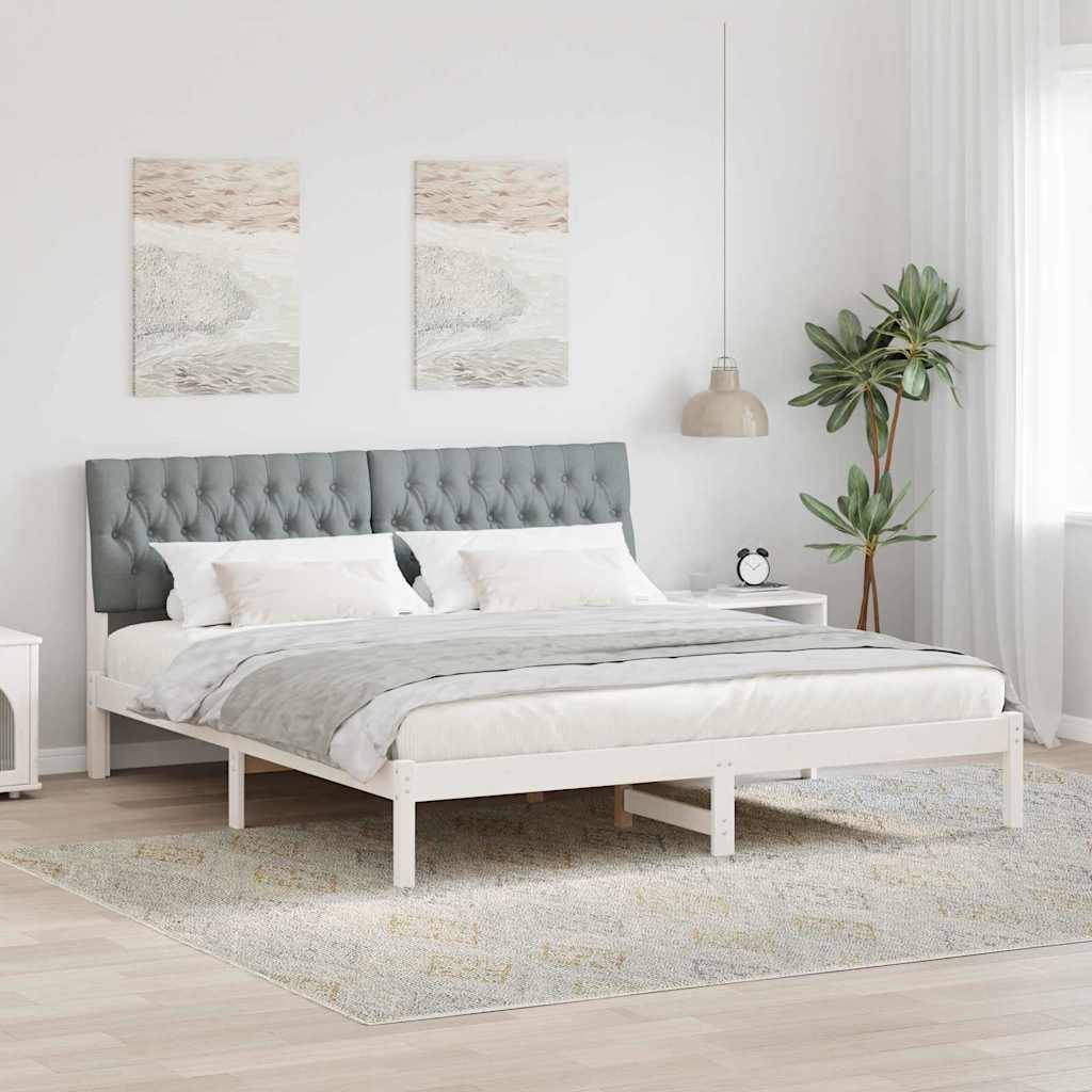vidaXL Bettgestell mit gepolstertem Kopfteil Weiß 180 x 200 cm