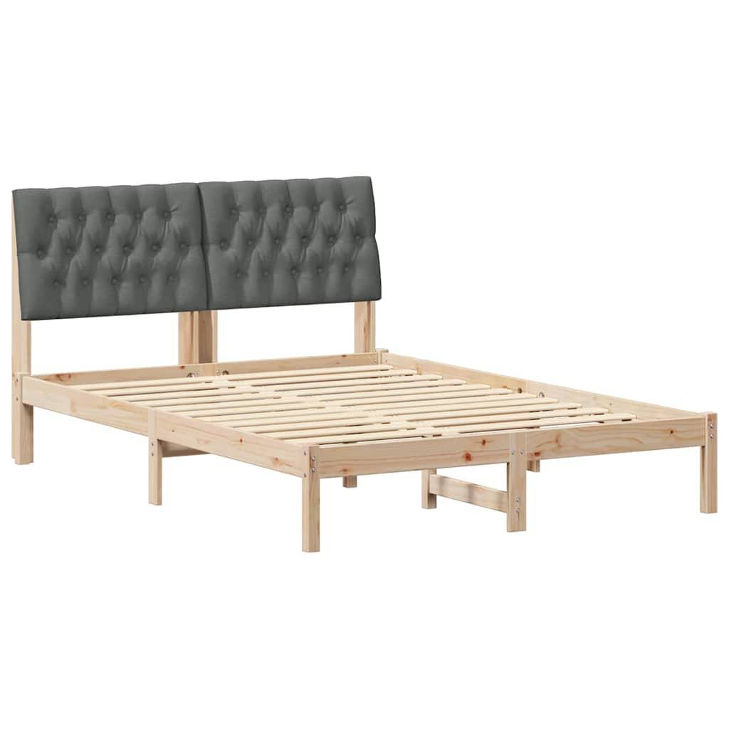 vidaXL Bettgestell mit gepolstertem Kopfteil Braun 135 x 190 cm