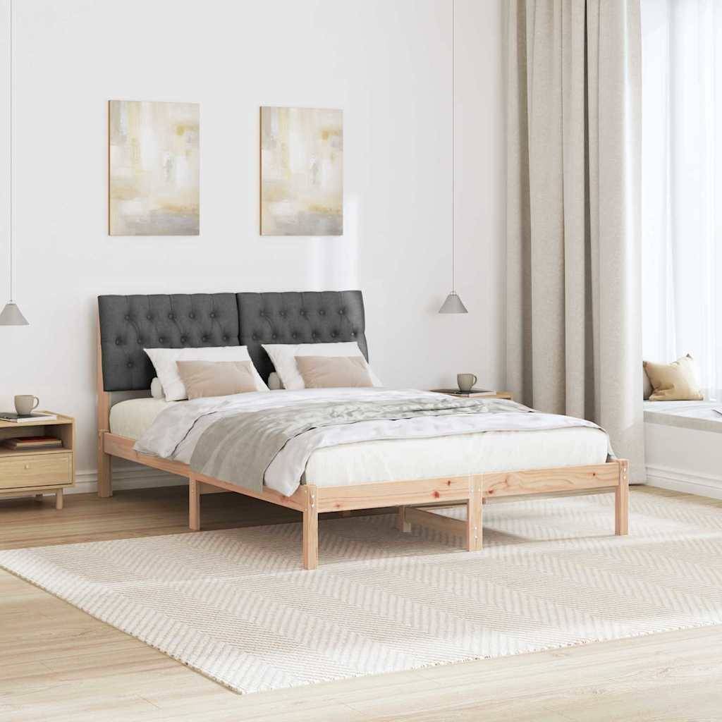 vidaXL Bettgestell mit gepolstertem Kopfteil Braun 135 x 190 cm