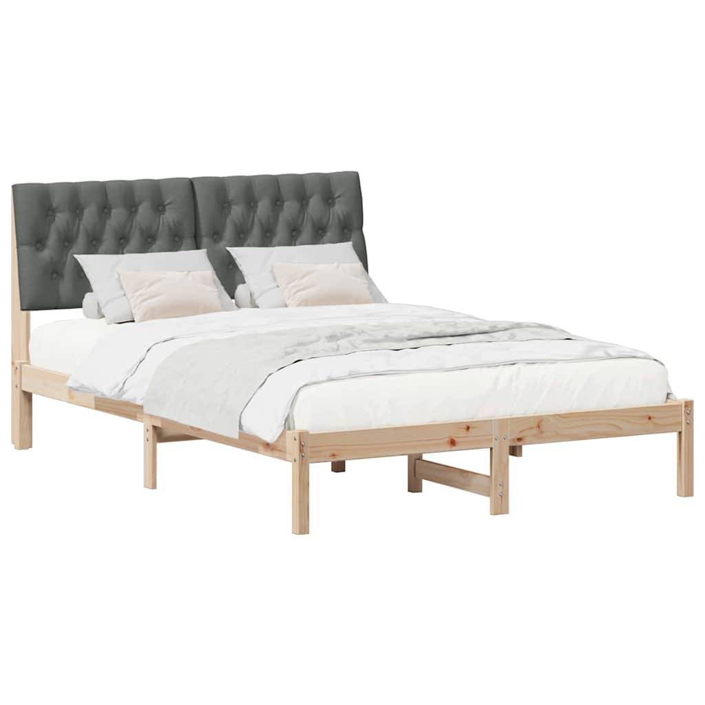 vidaXL Bettgestell mit gepolstertem Kopfteil Braun 135 x 190 cm