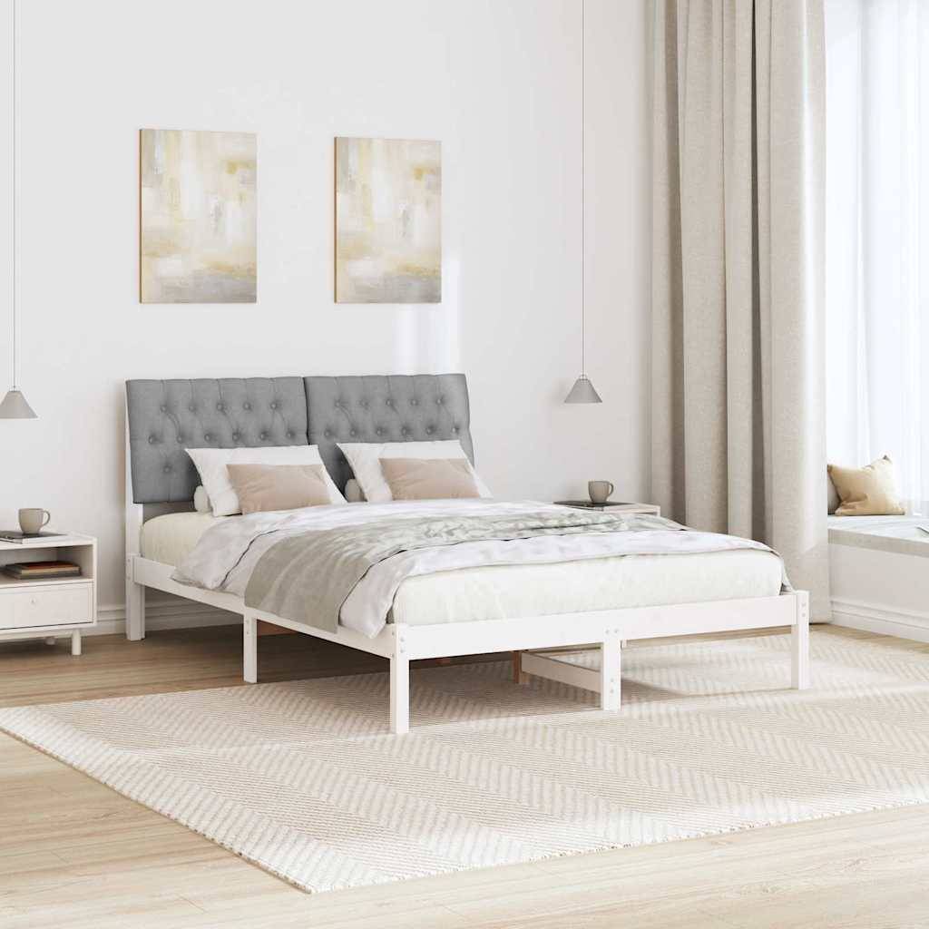 vidaXL Bettgestell mit gepolstertem Kopfteil Weiß 150 x 200 cm