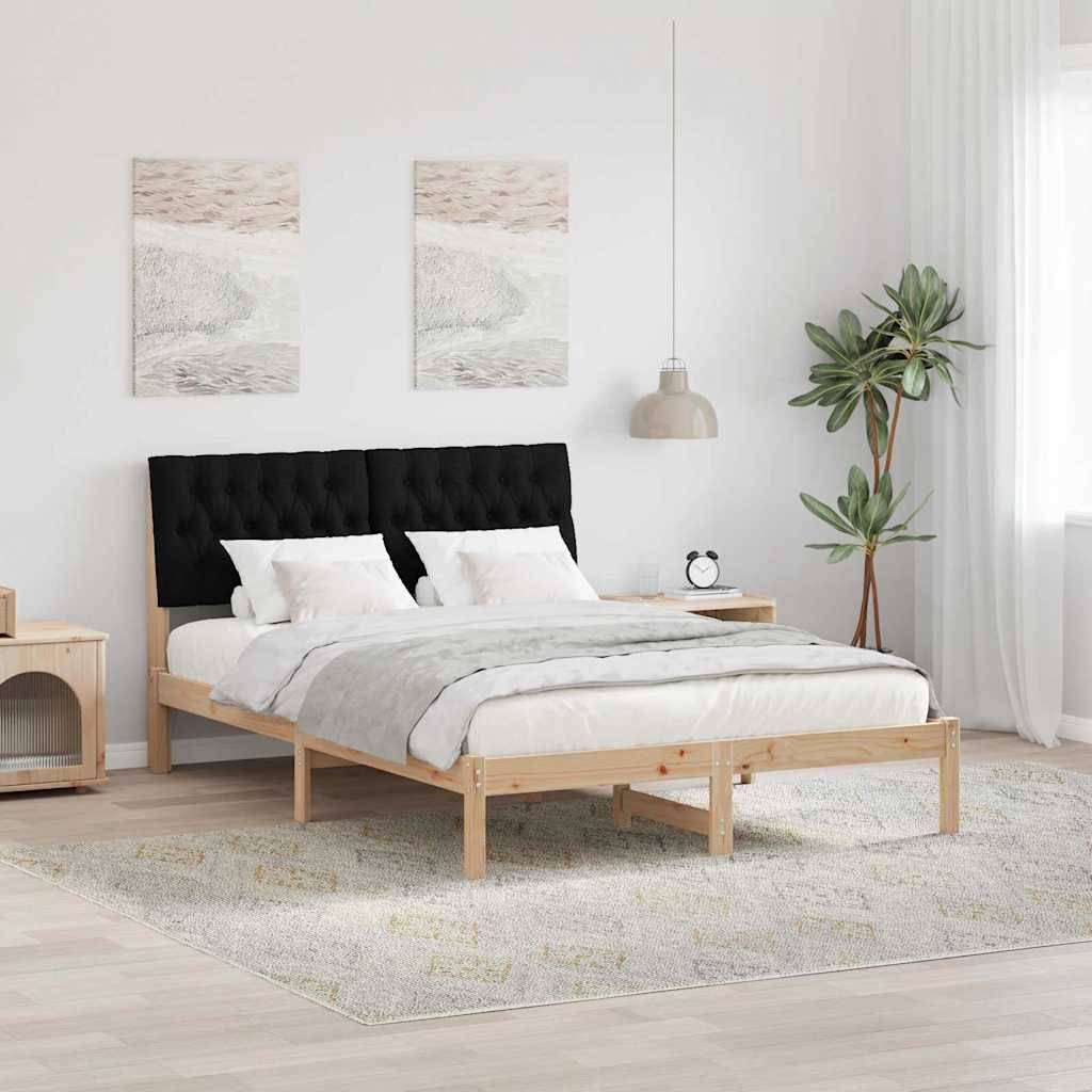 vidaXL Bettgestell mit gepolstertem Kopfteil Braun 135 x 190 cm