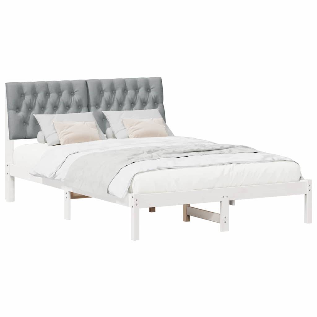 vidaXL Bettgestell mit gepolstertem Kopfteil Weiß 150 x 200 cm