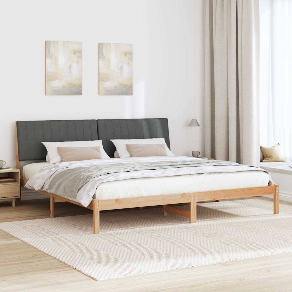 vidaXL Bettrahmen mit Kopfteil Braun 200 x 200 cm Massives Kiefernholz