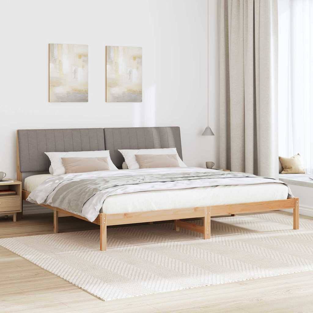 vidaXL Bettrahmen mit Kopfteil Braun 200 x 200 cm Massives Kiefernholz