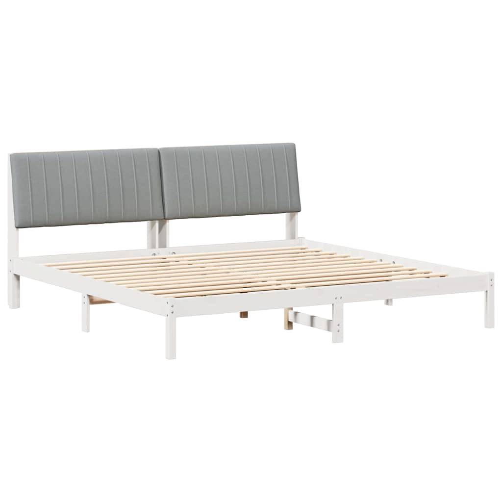vidaXL Bettrahmen mit Kopfteil Weiß 200 x 200 cm Massives Kiefernholz