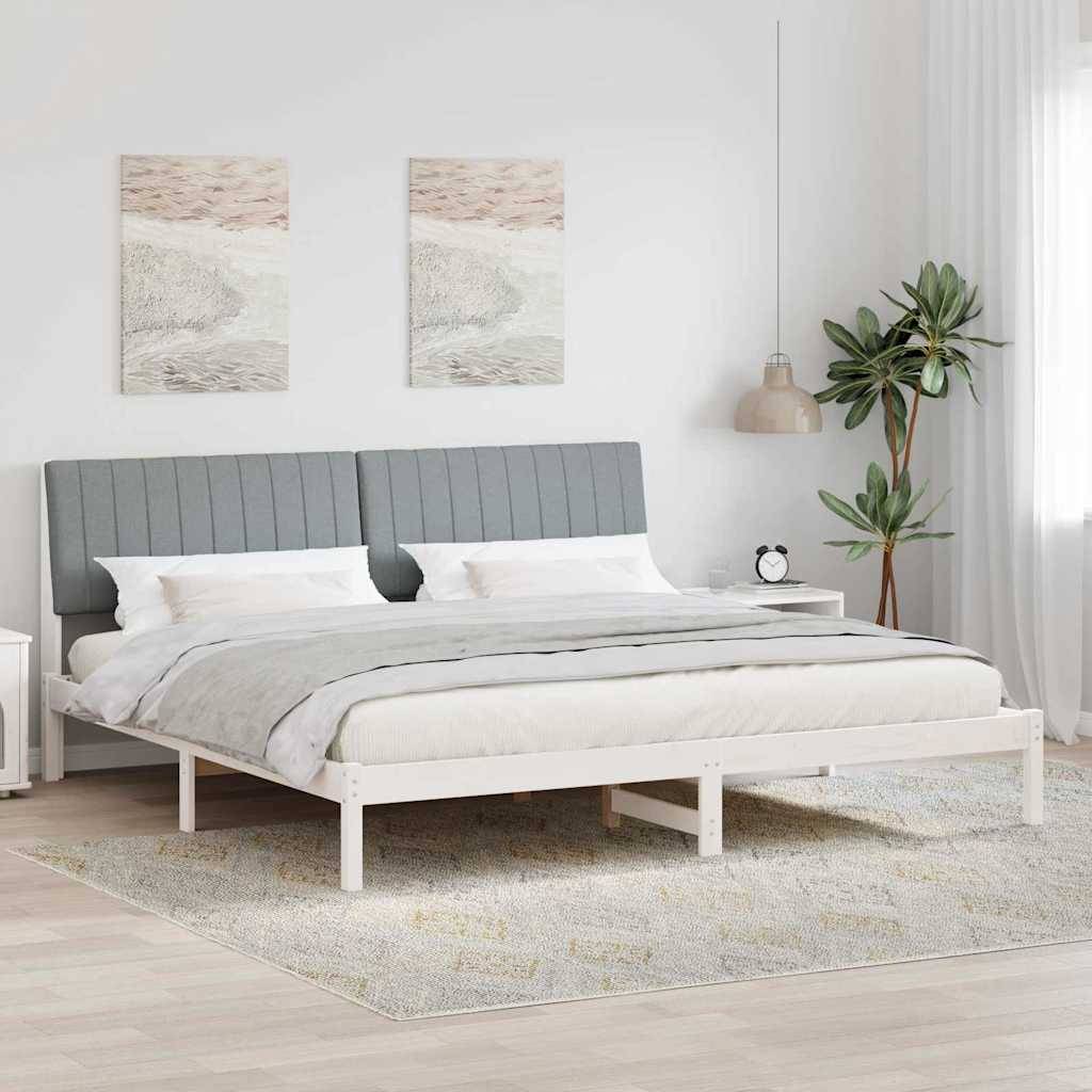 vidaXL Bettrahmen mit Kopfteil Weiß 200 x 200 cm Massives Kiefernholz
