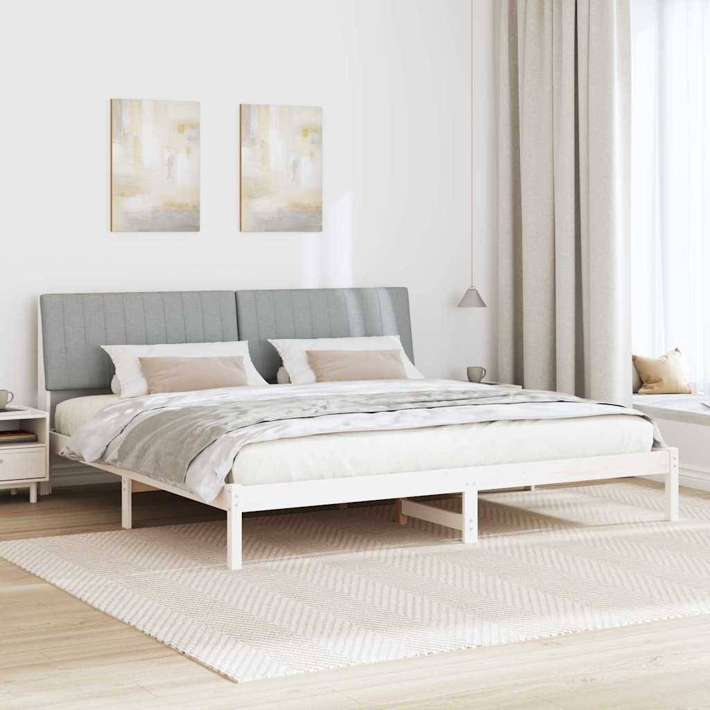 vidaXL Bettrahmen mit Kopfteil Weiß 200 x 200 cm Massives Kiefernholz
