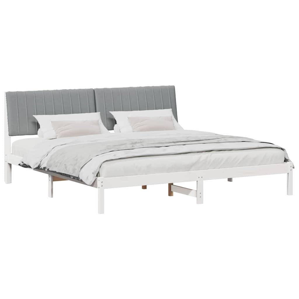 vidaXL Bettrahmen mit Kopfteil Weiß 200 x 200 cm Massives Kiefernholz
