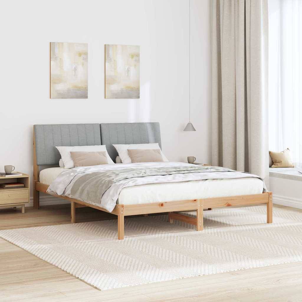 vidaXL Bettrahmen mit Kopfteil Braun 150 x 200 cm Massives Kiefernholz