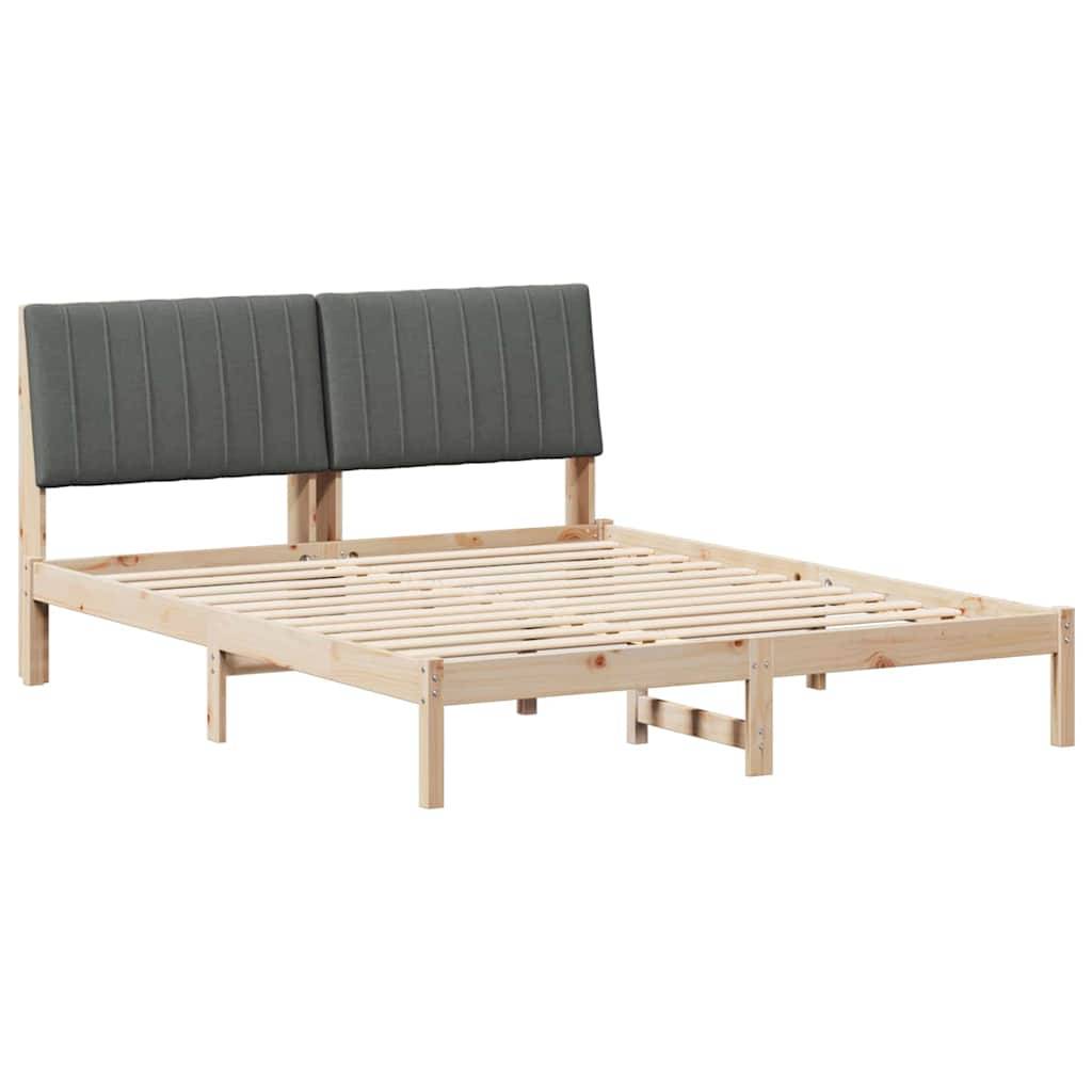 vidaXL Bettrahmen mit Kopfteil Braun 160 x 200 cm Massives Kiefernholz