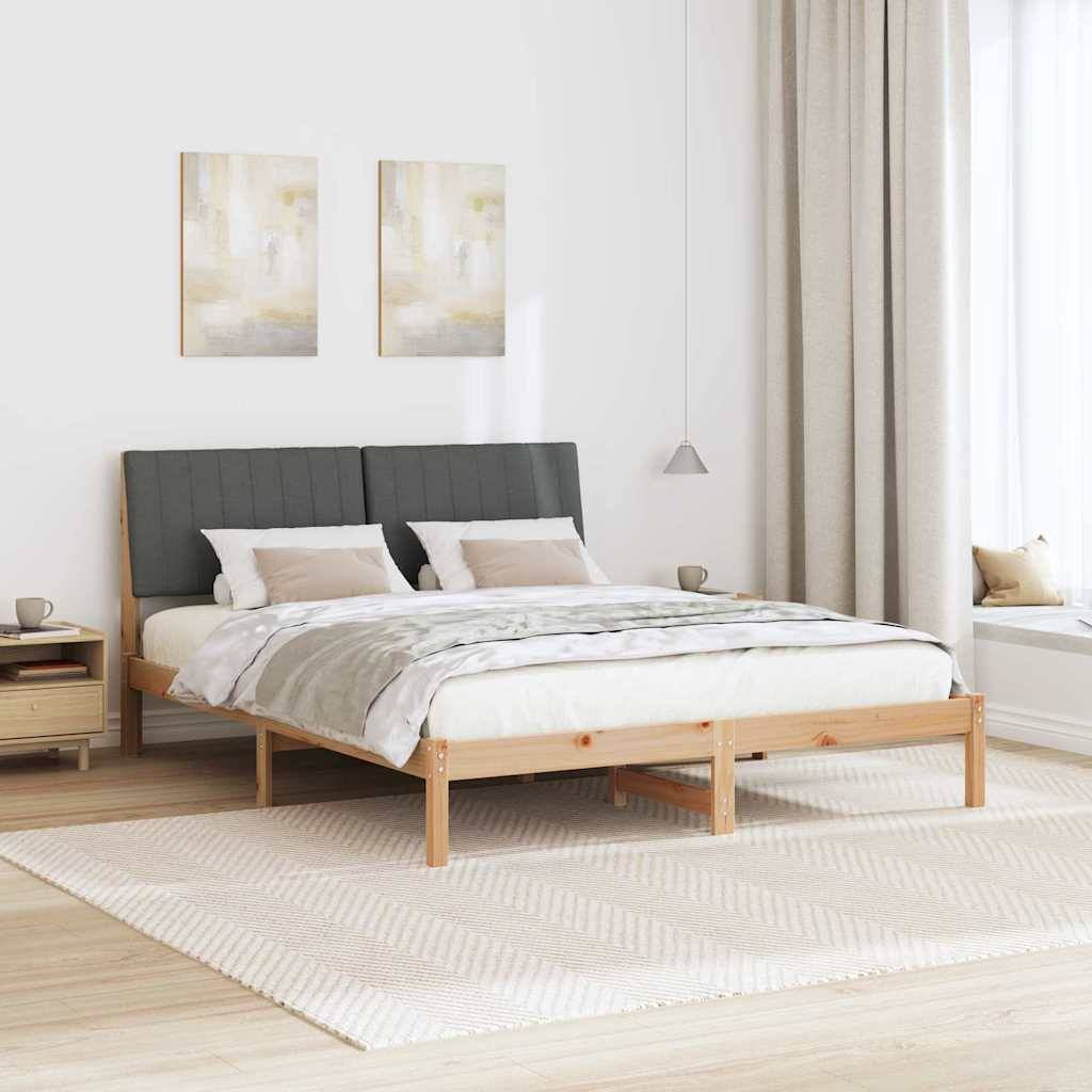 vidaXL Bettrahmen mit Kopfteil Braun 160 x 200 cm Massives Kiefernholz