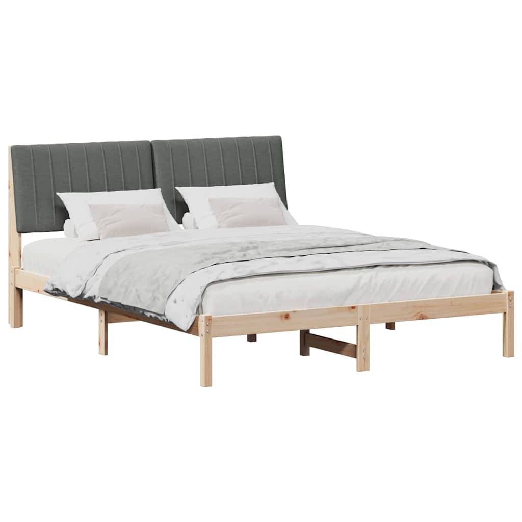 vidaXL Bettrahmen mit Kopfteil Braun 160 x 200 cm Massives Kiefernholz