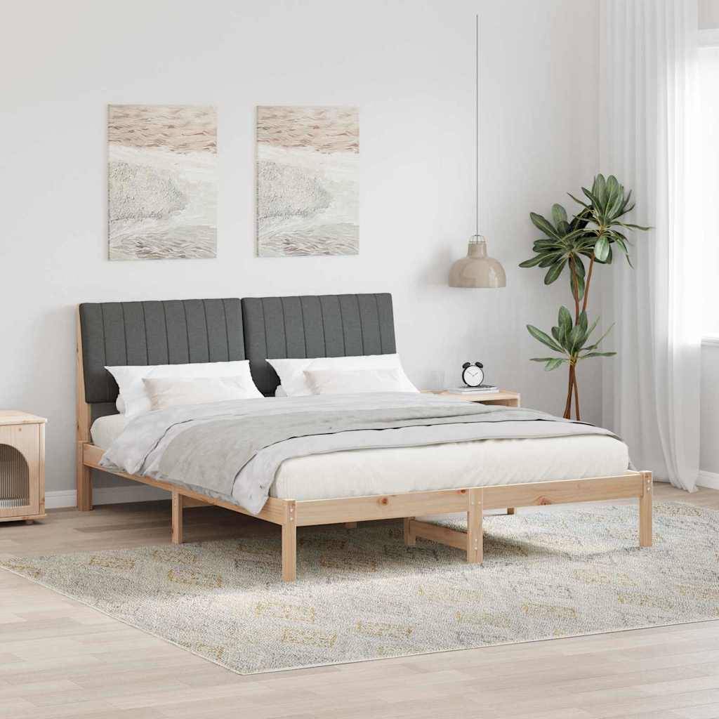 vidaXL Bettrahmen mit Kopfteil Braun 160 x 200 cm Massives Kiefernholz