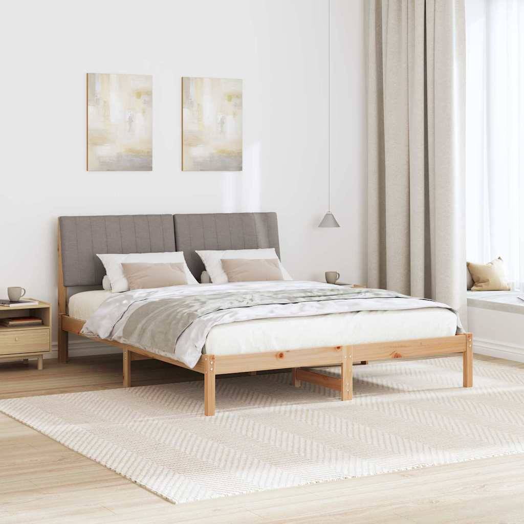 vidaXL Bettrahmen mit Kopfteil Braun 160 x 200 cm Massives Kiefernholz