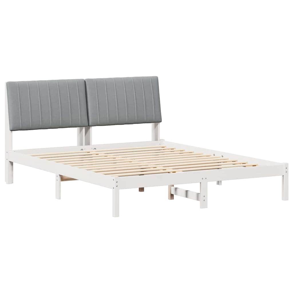 vidaXL Bettrahmen mit Kopfteil Weiß 160 x 200 cm Massives Kiefernholz