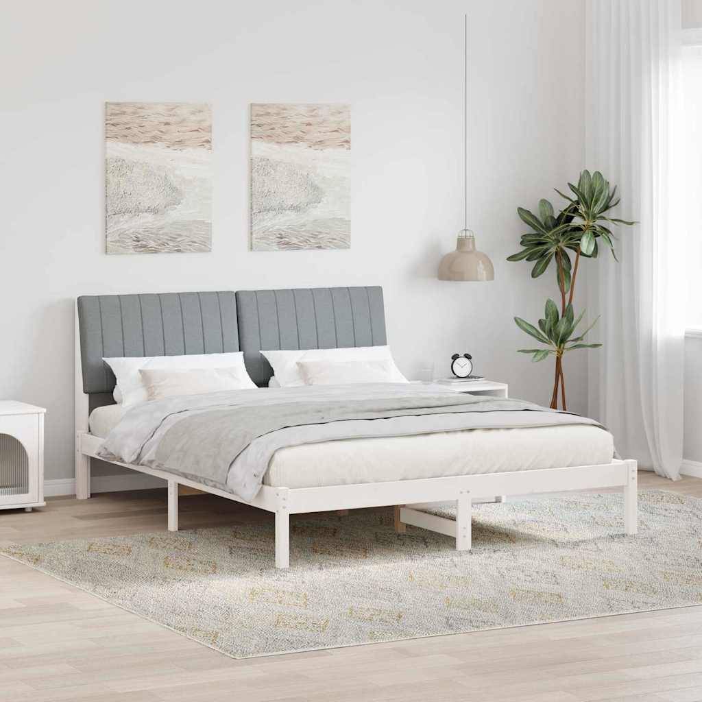vidaXL Bettrahmen mit Kopfteil Weiß 160 x 200 cm Massives Kiefernholz