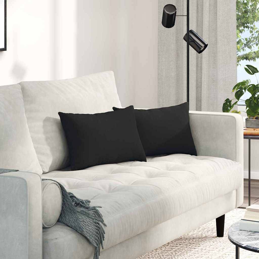 vidaXL Sofakissen 2 Stück Schwarz 50 x 30 cm Stoff