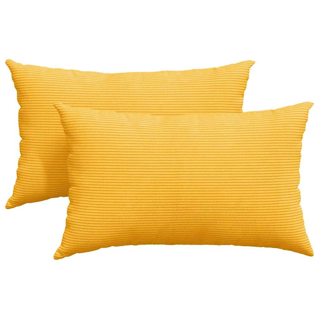 vidaXL Sofakissen 2 Stück Helles Gelb 50 x 30 cm Cordstoff