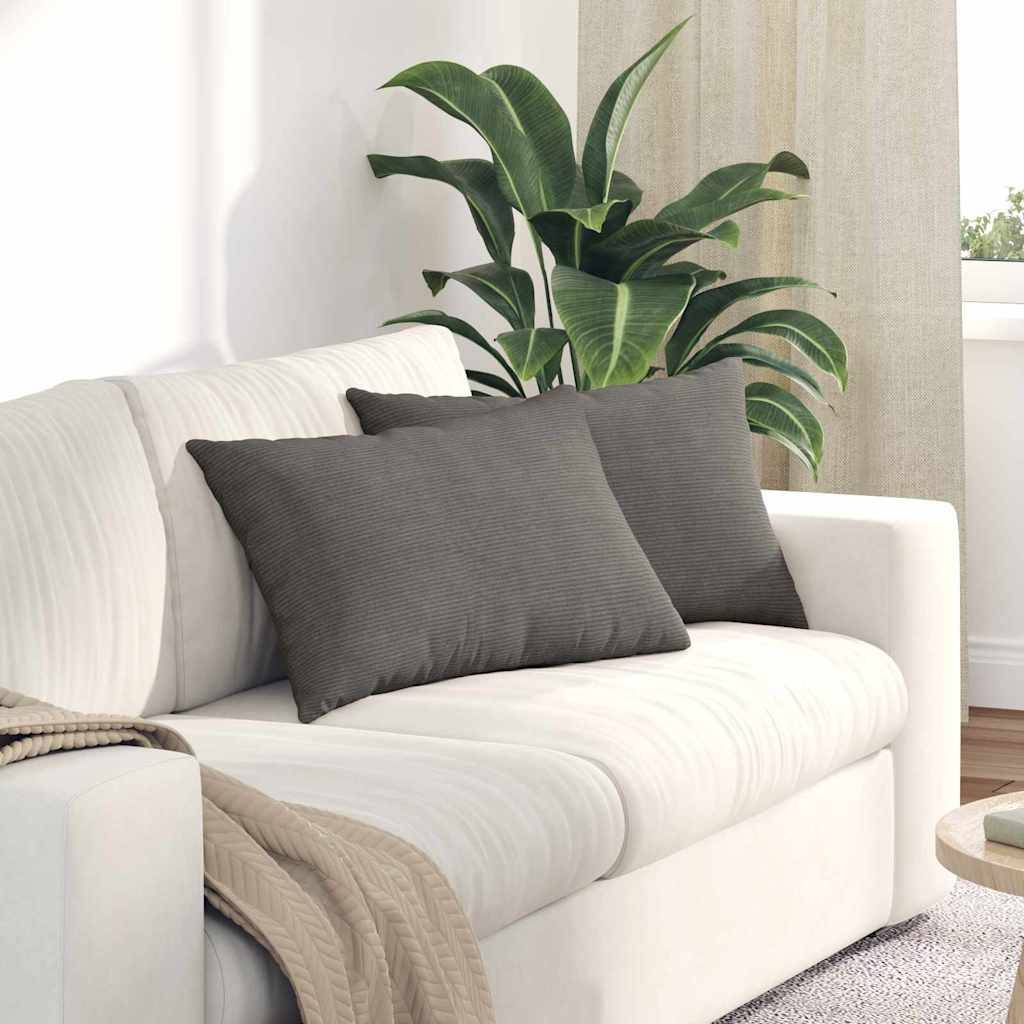 vidaXL Sofakissen 2 Stück Hellgrau 60 x 40 cm Cordstoff