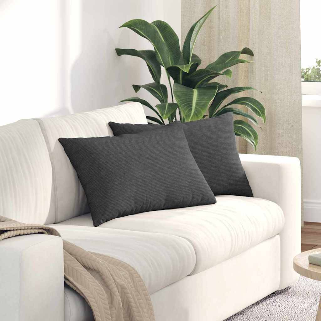 vidaXL Sofakissen 2 Stück Dunkelgrau 60 x 40 cm Cordstoff
