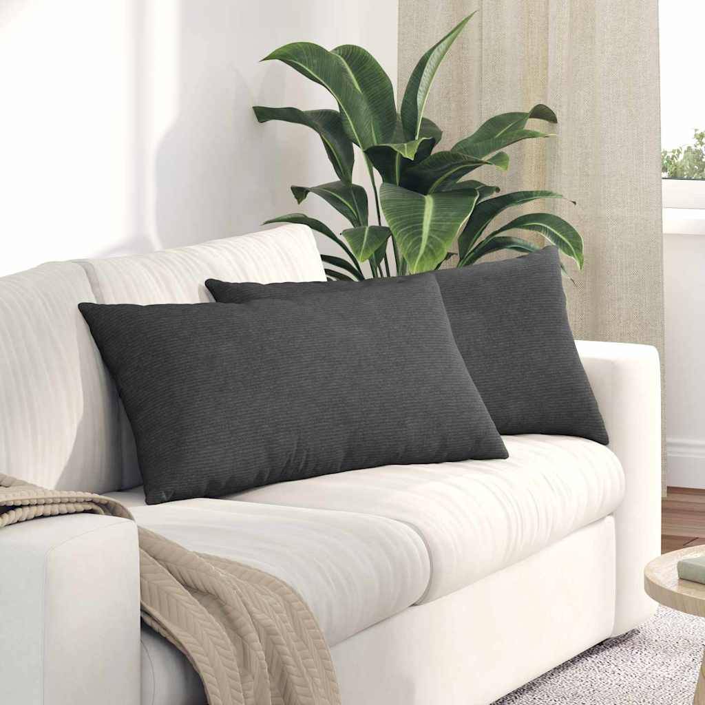 vidaXL Sofakissen 2 Stück Dunkelgrau 80 x 40 cm Cordstoff