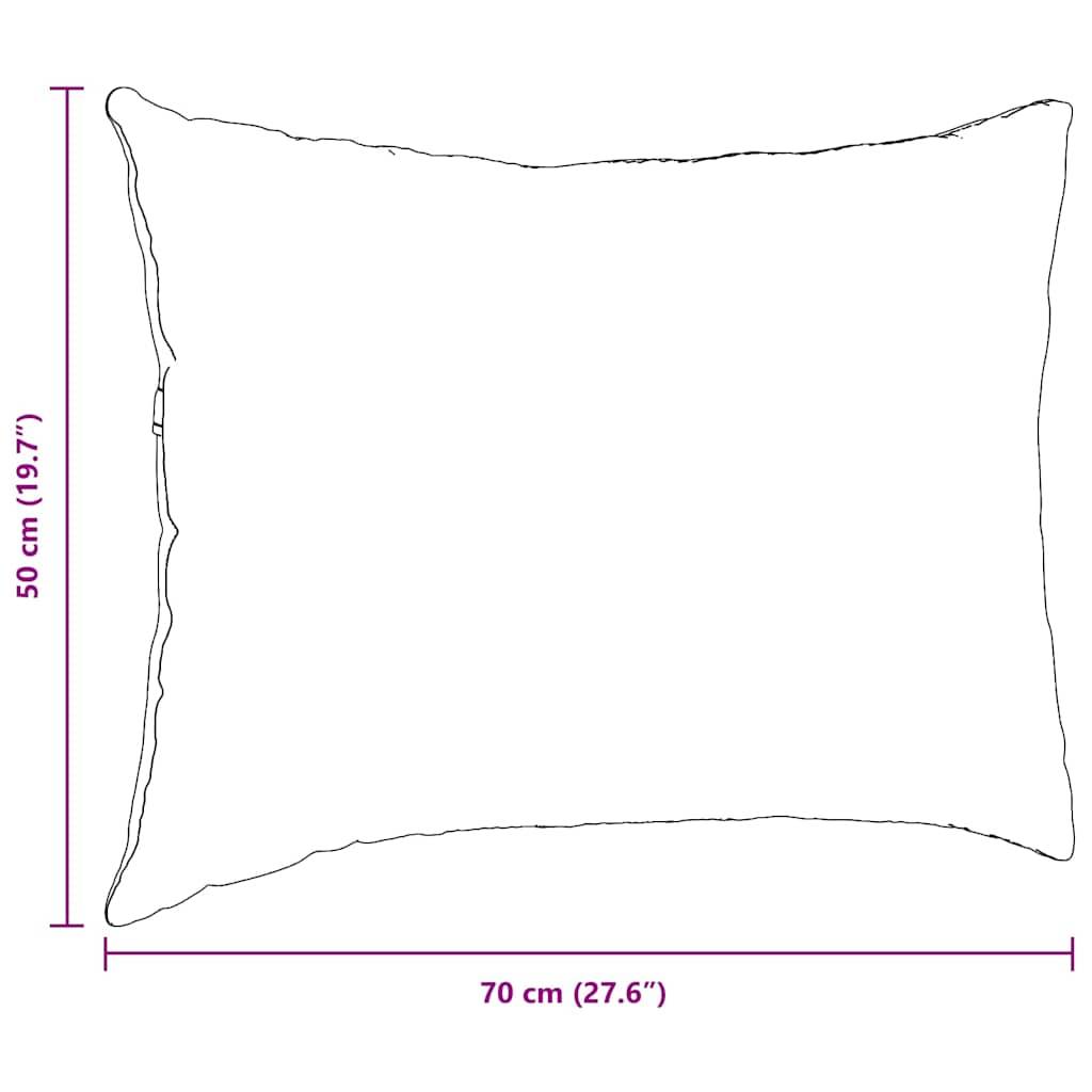 Ein rechteckiges Kissendiagramm mit Abmessungen: 50 cm (19,7 Zoll) in der Höhe und 70 cm (27,6 Zoll) in der Breite ist dargestellt.