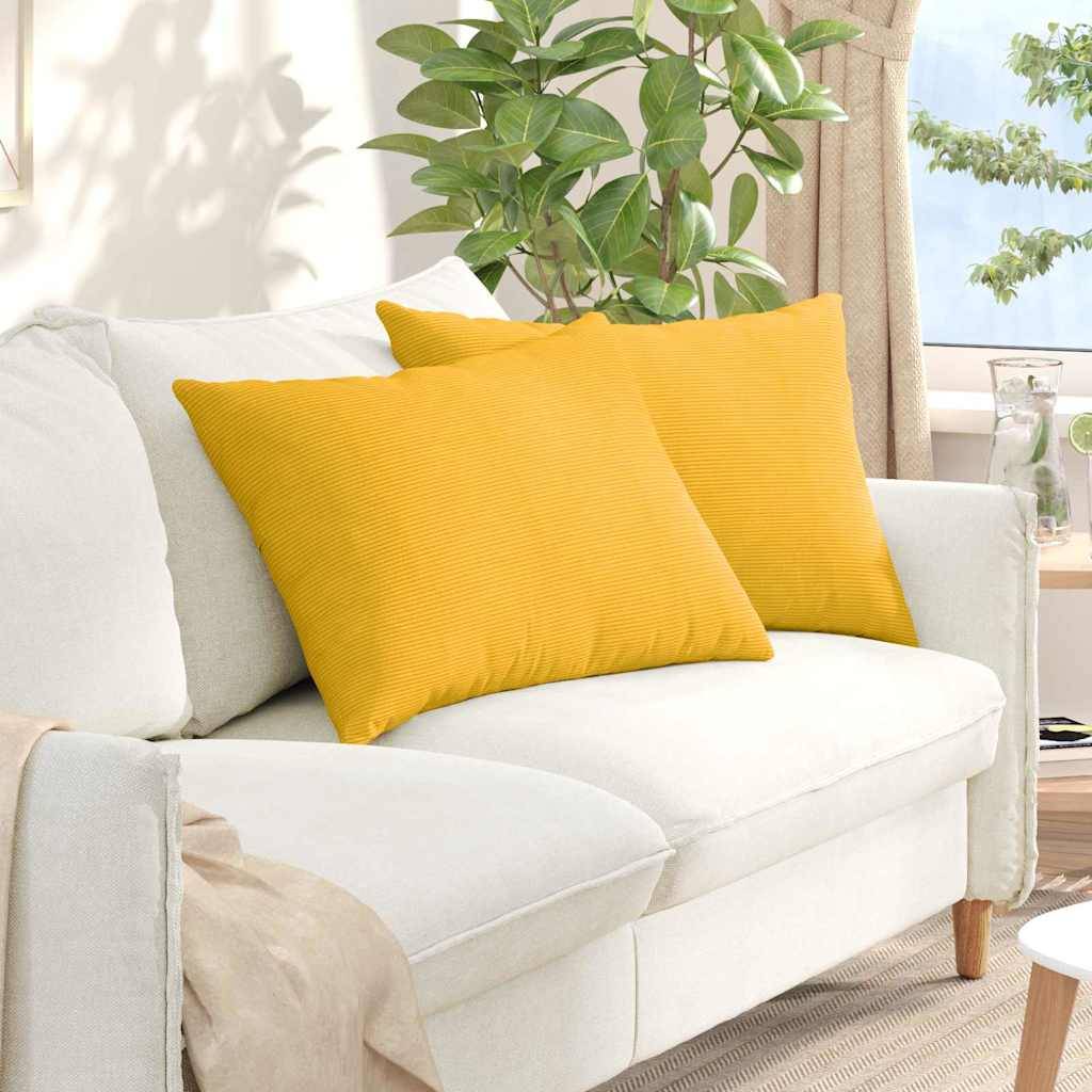 vidaXL Sofakissen 2 Stück Helles Gelb 70 x 50 cm Cordstoff