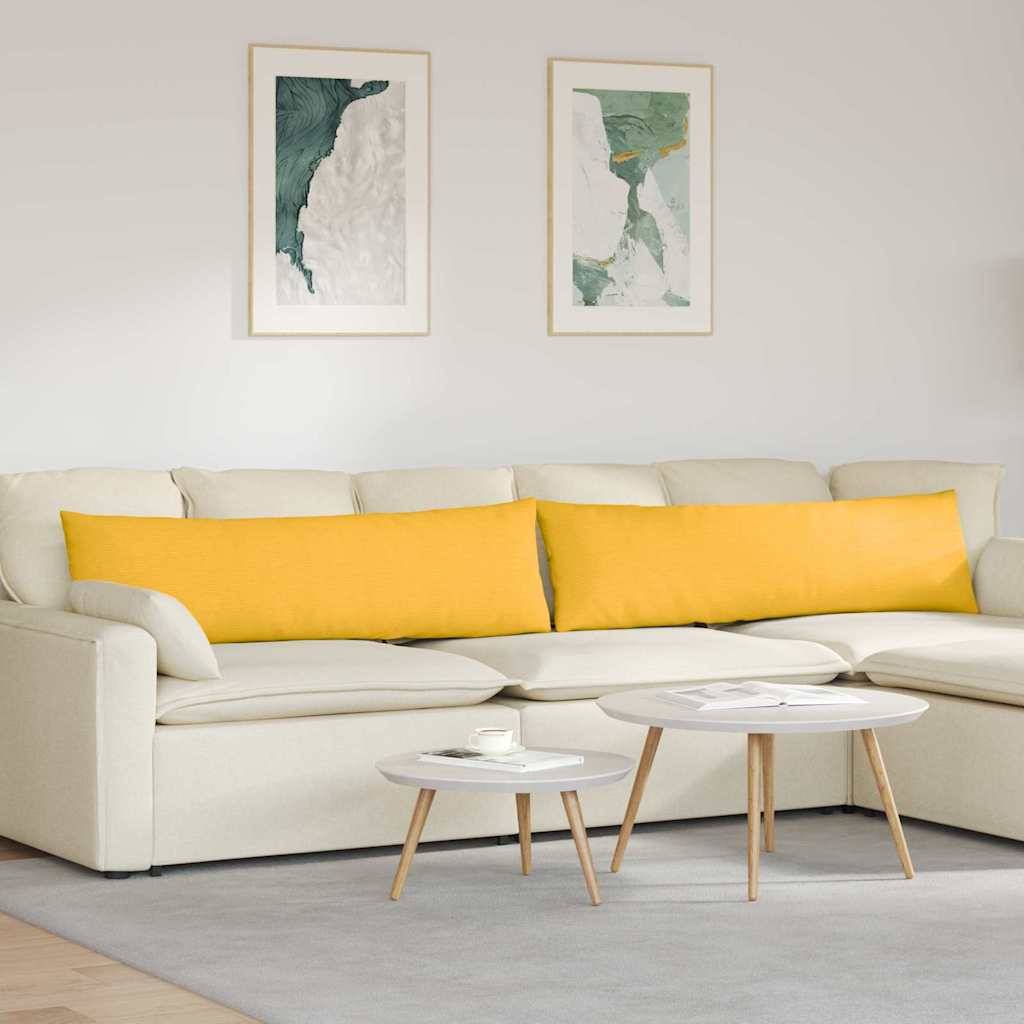 vidaXL Sofakissen 2 Stück Helles Gelb 145 x 40 cm Cordstoff