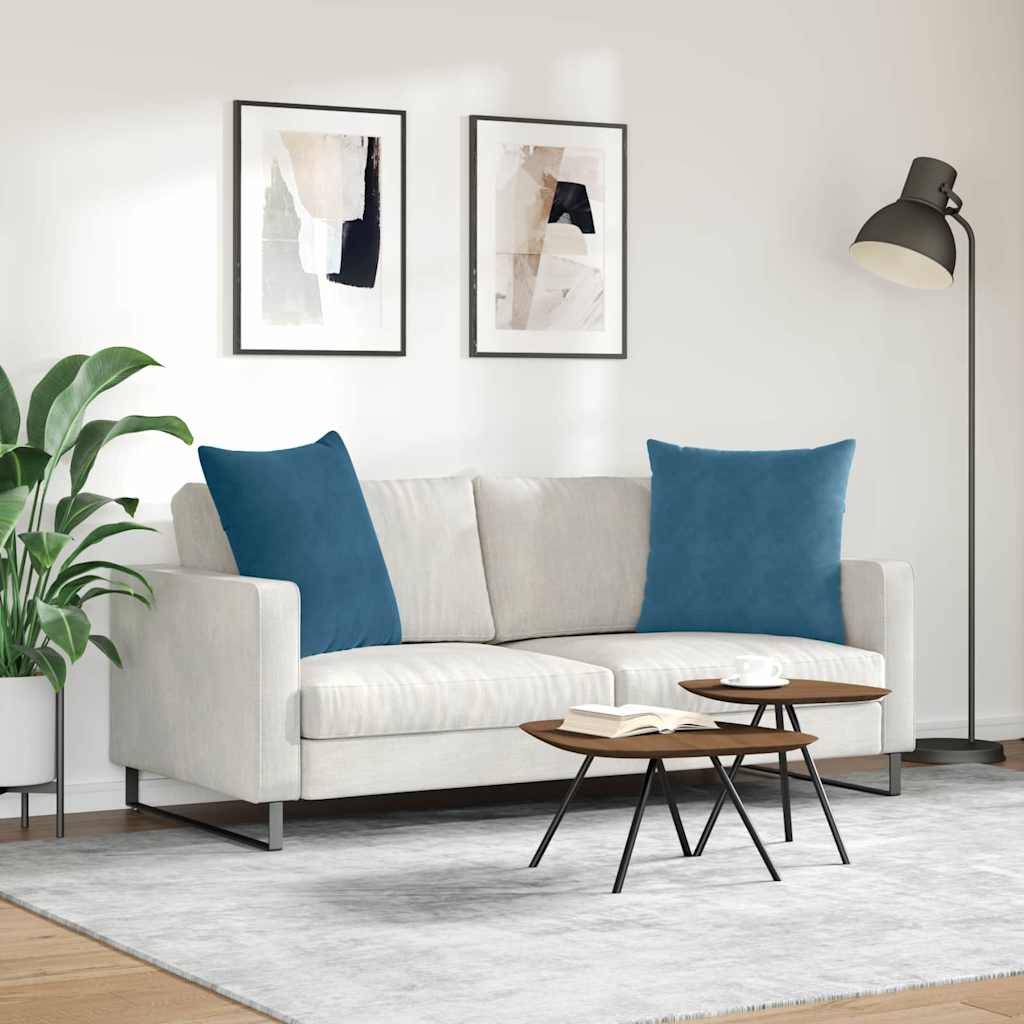 vidaXL Sofakissen 2 Stück Blau 80 x 80 cm Cordstoff