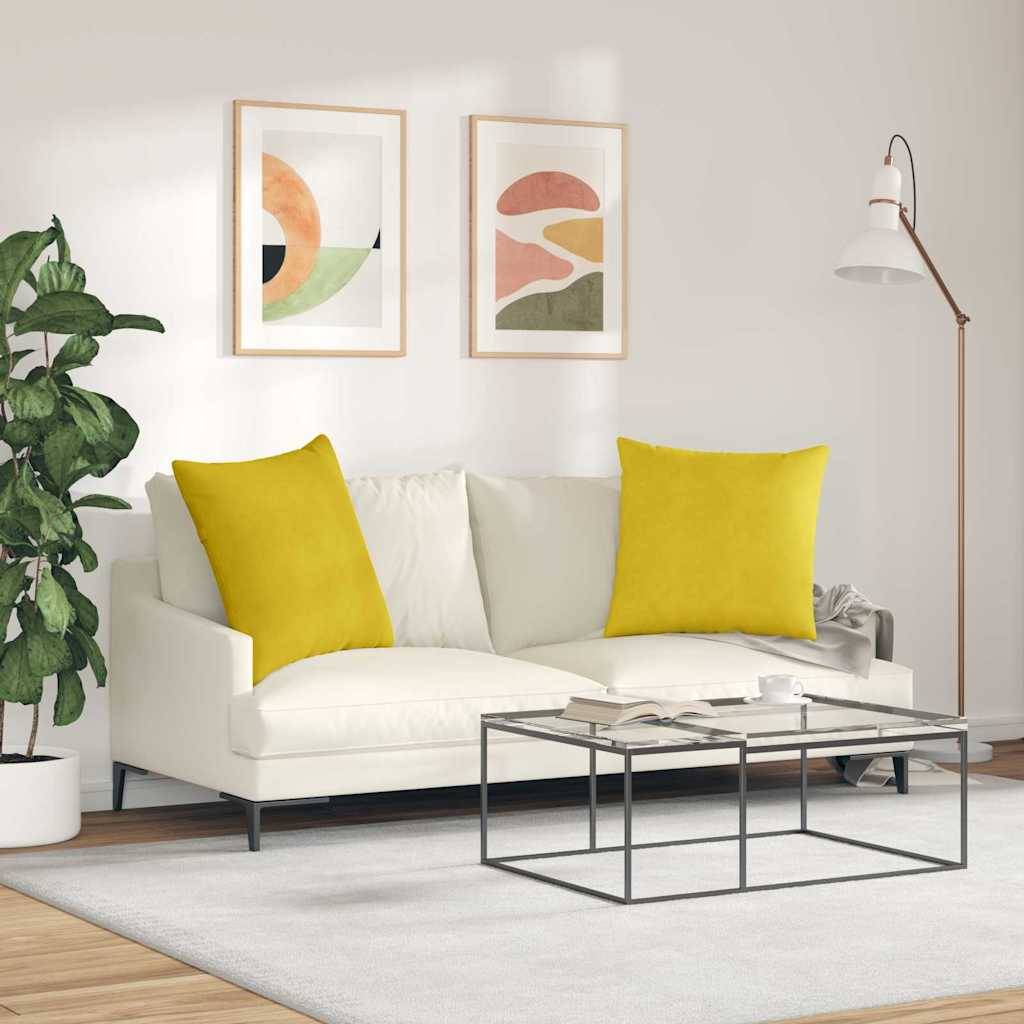 vidaXL Sofakissen 2 Stück Gelb 80 x 80 cm Cordstoff