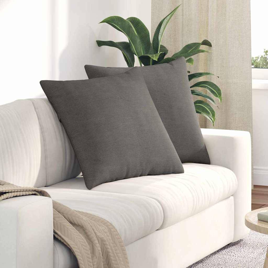 vidaXL Sofakissen 2 Stück Hellgrau 80 x 80 cm Cordstoff